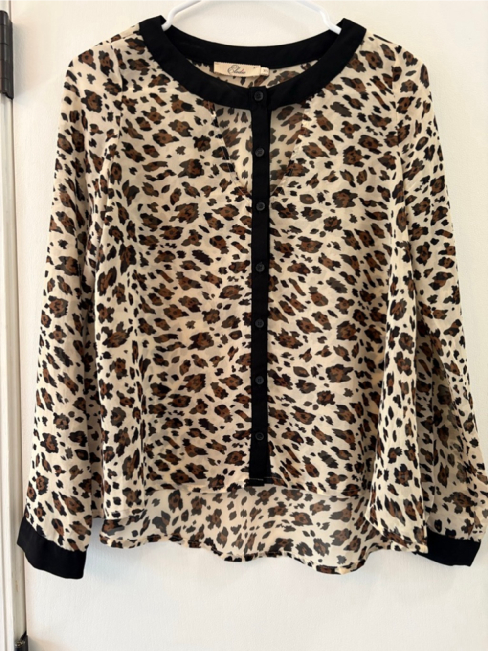Elodie Leopard Print Blouse XS Beige Black